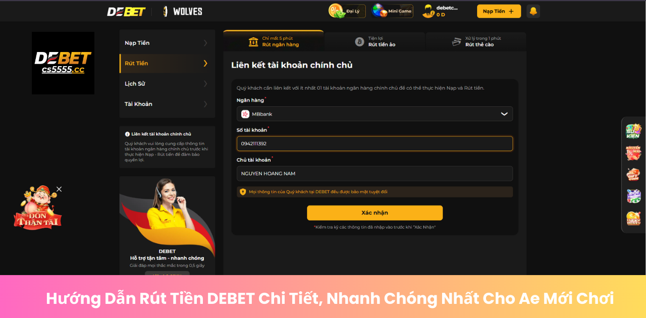 Hướng Dẫn Rút Tiền DEBET Chi Tiết, Nhanh Chóng & An Toàn 2025 » DEBET 2025 Hướng Dẫn Rút Tiền DEBET Chi Tiết, Nhanh Chóng Nhất Cho Ae Mới CHơi